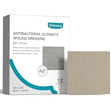Dimora Upgrade Silver Calcium Alginate Wound Dressing -Antibacterial Non Stick Gauze for Wounds Care, Highly Absorbent Sterile Bandage Pads with Ag, 2 x 2 Patches 12 Packs Individual