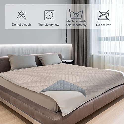 Comsmart Waterproof Dog Cat Cover Blanket, Anti-Slip Liquid Urinary Proof Furniture Blanket, Reversible Pet Blanket Protector For Couch Sofa Bed Car Floor (82 * 82 In, Light Gray And Light Beige) #TOP4