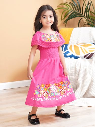 Image of Mexican Dress for Girls Traditional Vestidos Mexicanos Cinco de Mayo Embroidered Dresser Toddler Kids