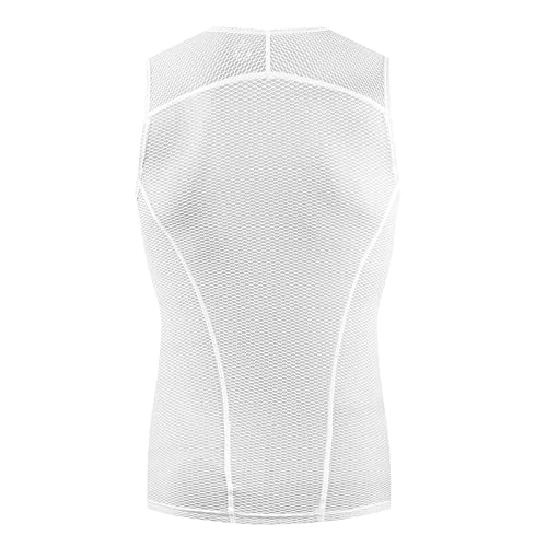 Ykywbike Men's Cycling Base Layer Sleeveless Cycling Jersey Men Quick Dry Bicycle Undershirt Mesh Bike Base Layer Vests White #TOP1