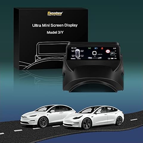 HANSSHOW New Ultra Mini Screen Display for Model 3/Y 4.6" AMD/Intel IPS Touch Screen Head Up Display Real-time Synchronization with Original Car Information Display Cover
