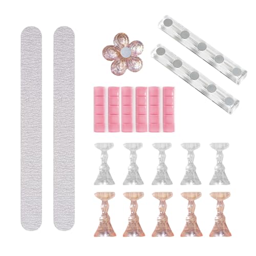 Juego de soporte de exhibición de uñas, soporte magnético para práctica de uñas, soporte de práctica de lentejuelas de ilusión, técnico de uñas, soporte de práctica de uñas fijo, para la práctica de