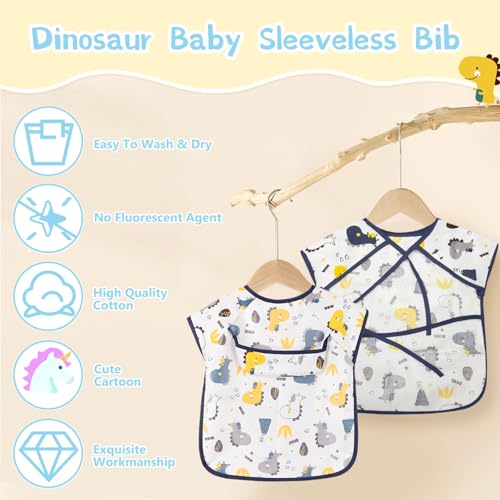 Image of TecoKart Waterproof Baby Bibs for Food Feeding Soft Cotton Toddler Bibs Adjustable Baby Boy and Girl Bibs for 6 to 24 Months with Cute Cartoon Design