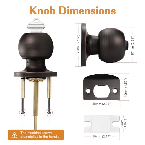 Probrico 4 Pack Oil Rubbed Bronze Entry Door Knobs Combo Pack, Keyed Alike Entrance Door Locks, Ball Door Knobs with Lock and Keys for Interior Exterior Doors by Probrico - Image 6