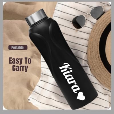 Image of CASPIAN / / / Plus Customised Stainless Steel Water Bottle 1L, Religious Symbol Print with Name - Spiritual Personalised Bottle for Temple, Office, Yoga & Corporate Gifting (Black)