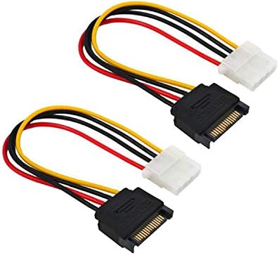 2-Pack SATA Cable Power 90 Degree SATA 15-Pin Power Splitter Hard Disk Power Extension Cable with Locking Latch SATA 15 Pin Male to 2 Female Right Angle SATA Power Y-Splitter Cable