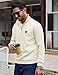 URRU Men's Quarter Zip Pullover Sweatshirt Mock Neck Long Sleeve Sweater Slim Fit Casual Polo Sweaters (US, Alpha, Large, Regular, Regular, Beige)