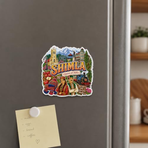 Image of Zesta Wooden Fridge Magnets Set | Refrigerator Decor Magnets for Kitchen | India Souvenir Fridge Magnet Collection | Wooden Magnet for Fridge Door Decoration (Shimla)