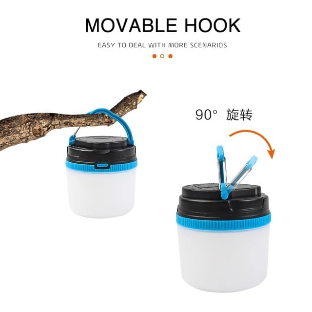 Image of Waterproof LED Camping Lantern, Battery Powered Outdoor Tent Light with 3 Lighting Modes, 360 Brightness, Magnetic Base & Hanging Hook for Power Cuts, Emergency, Hiking, Fishing, (Blue)