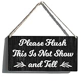 Bathroom Sign Gift Farmhouse Please Flush This is Not Show and Tell Wooden Hanging Sign Plaque Rustic Wall Art Decor for Home Bathroom Decoration 12 x 6 Inches