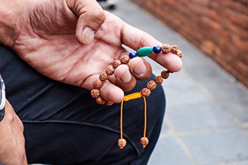 Tibetan Mala Rudraksha Wrist Mala/ Bracelet For Meditation (Lapis And Large Turquoise) #TOP3