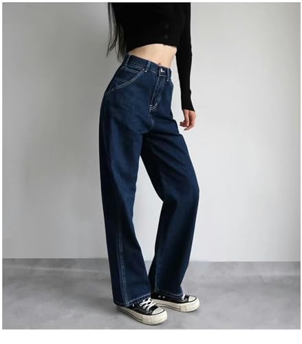 Jean foncé femme taille haute droite et ample | Modèle classique amincissant - 5