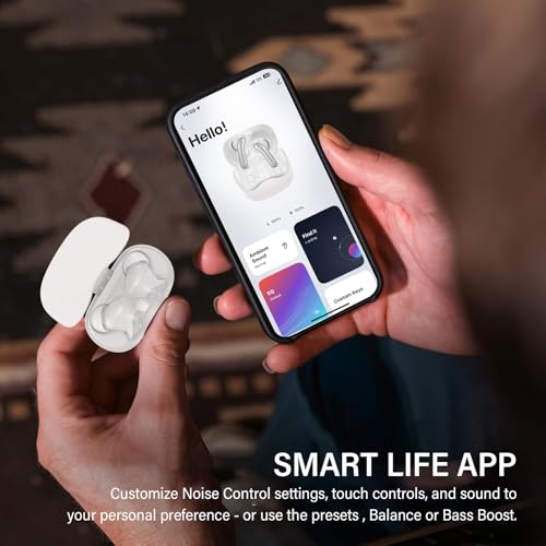 Image of Hybrid Active Noise Canceling Wireless Earbuds, 6 Mics ENC Clear Call Ear Buds, Hi-Res Audio Deep Bass Bluetooth 5.4 Headphones, 48H Playtime, IP7, 8 EQ Modes, Multipoint Connection (White)