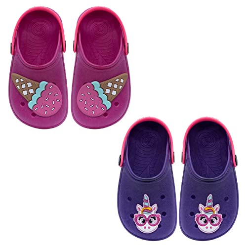 Kit com duas Sandalia Babuche Feminino Infantil Menina Calce Fácil (27/28, 12.39 Rosa Pink e 12.31 R