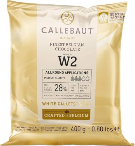 Callebaut N°W2 Finest 28% de couverture de chocolat blanc belge (Callets) 400g