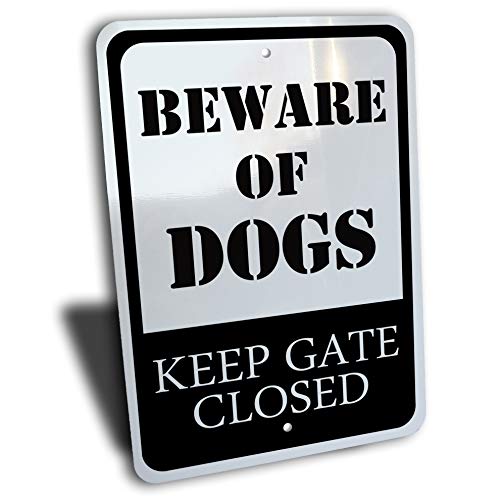Wake Up Signs Aluminum Keep Gate Closed Sign, 7x10 inches, Black