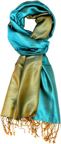 Lorenzo Cana Pashmina szal damski szal dwustronny 70% jedwab 30% wiskoza szal 70 x 190 cm dwukolorowy szal, 70 x 190 cm