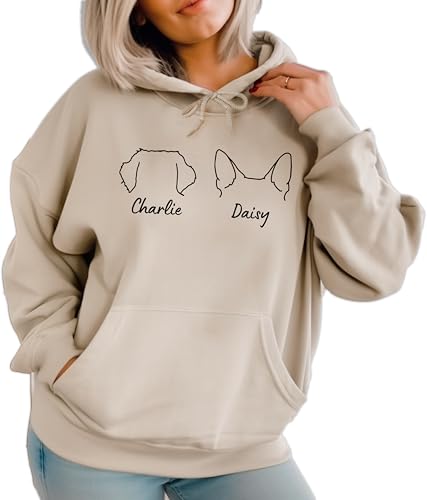 Custom Dog Ears Hoodie Personalized Puppy Hoodie Puppy Mom Hoodies Dog Lover Gifts for Christmas Cat...