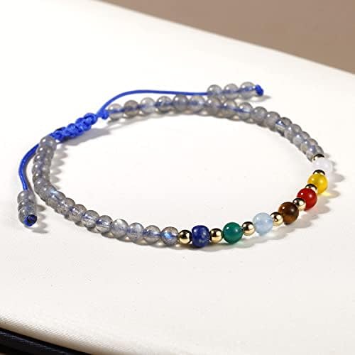 Jewboo 7 Chakra Bracelets for Women Real Stone Lucky Rope Crystal Bead Bracelet Crystals and Healing Stones Jewelry Birthday Gifts