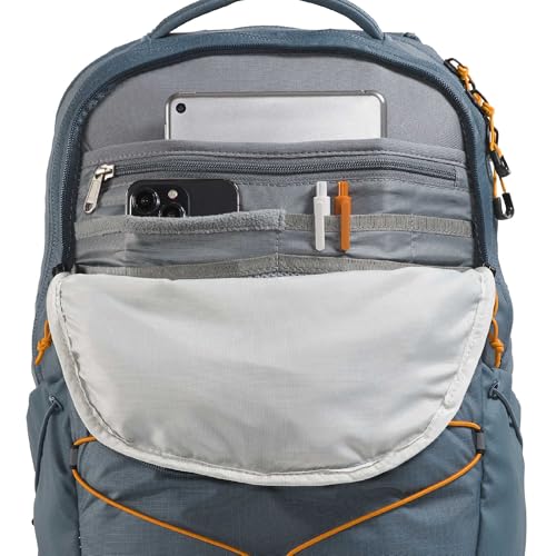 Image of The North Face Borealis Commuter Laptop Backpack - Water Repellent, Laptop Sleeve, Large Main Compartment, Granite Grey /Dust Orange, One Size