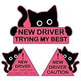 3er-Pack Katzen-Automagnete für Fahranfänger, lustige Magnete fürs Auto: „Bitte Geduld haben“, Sicherheitshinweise für Fahrschüler, Moderate Größe und Lange Lebensdauer