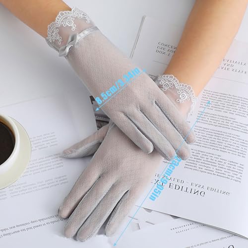 OTKARXUS 1 paire de gants de protection solaire pour femme - En dentelle de soie glacée - Antidérapants - Pour écran tactile - Pour équitation, cyclisme, randonnée, pêche, activités de plein air – vue 2