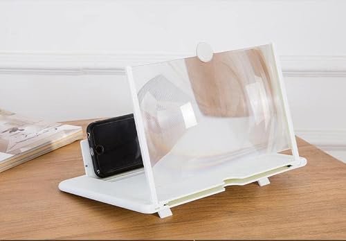 14 Inch Phone Screen Magnifier, Suitable For Any Smart Phone Screen Projector Ultra-Clear Large Screen Pull-Out Foldable Magnifying Glass 3D Video Amplifier Bracket (14"-White) #TOP1