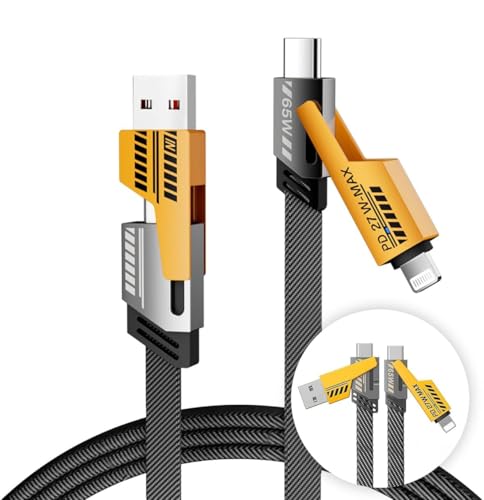 Trendy Techz 4-in-1 Multi Charging Cable: iPhone Charger, USB C Charger Cable, USB C to USB C, Lightning Cable, Samsung Fast Charging, Apple iPad Charger, Type C Charger Cable, Phone Charging