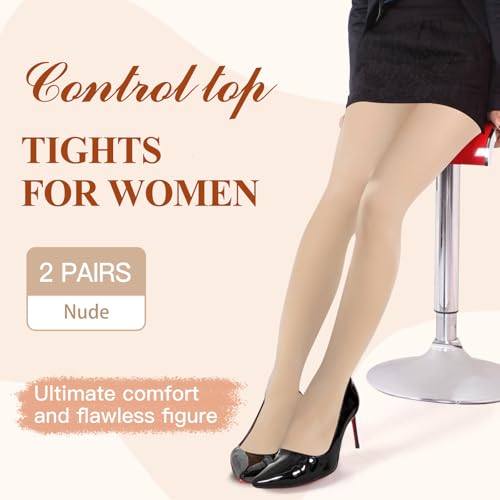 Image of MANZI Women's 2-6 Pairs Opaque Control Top Tights Comfort Stretch Pantyhose