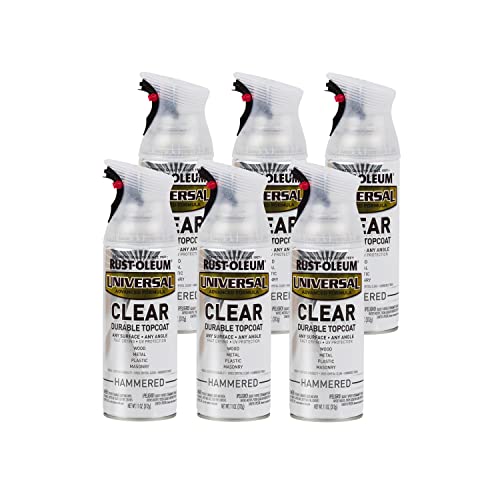 Image of Rust-Oleum 302153-6PK Universal All Surface Clear Topcoat Spray, 11 oz, Hammered Clear, 6 Pack
