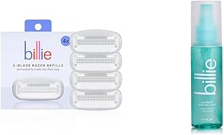 Women’s Razor Refill Blades 5-Blade Cartridges - 4 count & Ultimate Skin Solution - Ingrown-preventing AHA spray - 3.4 fl oz