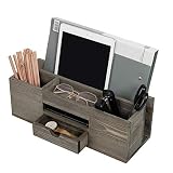 Liry Products Brown Wooden Desktop Organizer Multiple Compartments Rack Shelf Drawer Tabletop Wood S