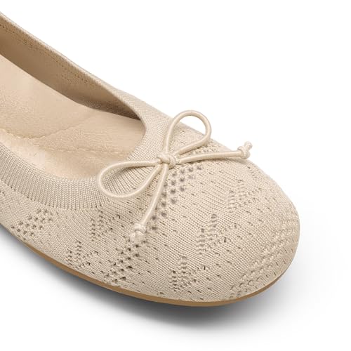 DREAM PAIRS Women's Round Toe Foldable Portable Knit Ballet Flats Comfortable Dressy Flats for Work Office Dress Shoes Business Casual4