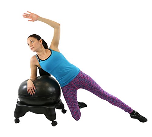 Cando Ball Chair Inflatable Ergonomic Active Seating Exercise Ball Chair With Air Pump For Home, Office, And Classroom,Black, 22" #TOP7