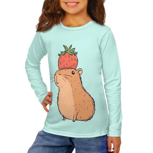 Image of Girls Long Sleeve Shirts Casual Crewneck Soft T-shirts for Girls 3-16 Years Old