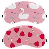 Confezione da 2 mascherine per dormire sul fianco, mascherina per dormire, motivo Candy Love, rosa, blocco della luce, copertura morbida per gli occhi, per viaggi, pisolini, aerei