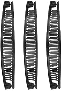 1st Choice 3-Piece Clincher Combs - Banana Combs, Clip Grip Comb, Fishtail Fish Shape Ponytail Comb - Black