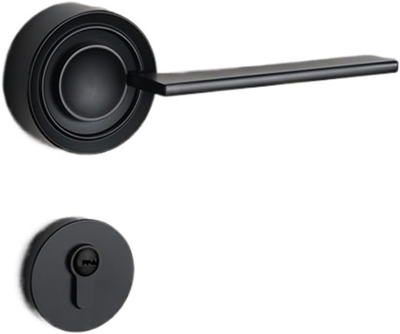 Wooden Door Lock Indoor Bedroom Silent Style Modern Simple Magnetic Room Door Lock Split Lock zinc Alloy Door Handle(B Black Silent 35-50mm)