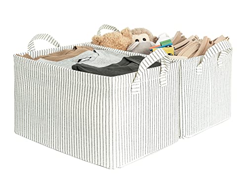 Storageworks Storage Bins For Shelves With Metal Frame, Fabric Storage Bins, Nature And Gray, 2-Pack #TOP10
