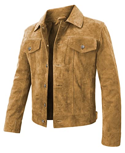 Suede Leather Trucker Jacket Men - Mens Western Style Cowboy Suede Leather Coat - Vintage Motorcycle Jacket3