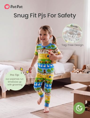 PATPAT Bamboo Viscose Pajamas Sets for Boys Girls Kids Toddler, 3 Pack Shorts & Pants Sleepers, Ultra-soft Snug Fit Pjs Farmyard Friends Size 7T — view 4