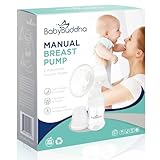 BabyBuddha Manual Breast Pump, Single Hand Expression Breastmilk Pump, Cordless and Portable, No Batteries or Power Needed, Soft Silicone Massage Cushion, BPA Free, Quiet, Dishwasher Safe, 1 Pack