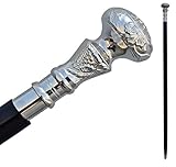 Viktorianischer Gehstock, 91,4 cm, mit elegantem viktorianischem Silber-Messing-Knauf, Griff, antiker Vintage-Stil, klassische Holzstöcke für regelmäßigen Gebrauch, Geschenk