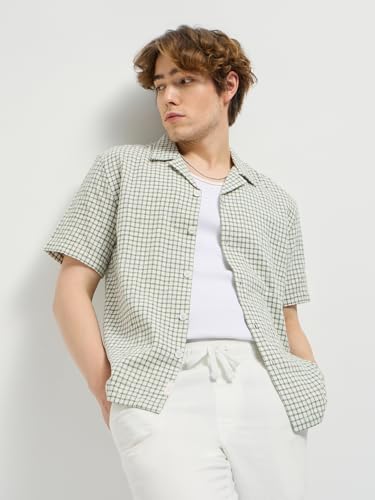 Image of The Bear House Cotton Checked Regular Fit Casual Shirt