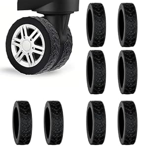 INCNMAD Luggage Wheel Covers 8 Pcs Black Suitcase Wheel Protectors Cover Universal Fit Anti-Wear Travel Accessories, Protects Wheels from Damage