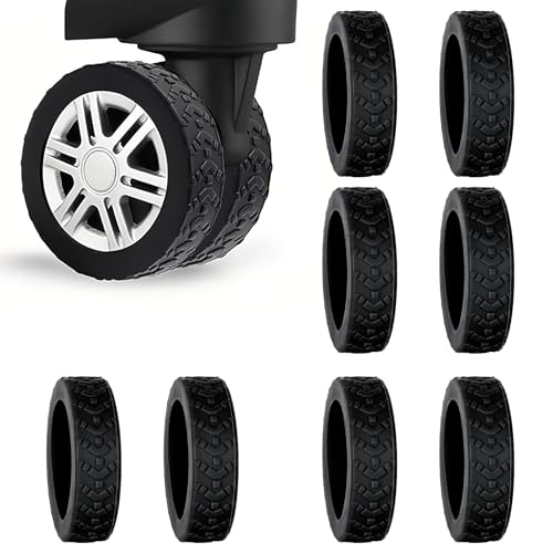 INCNMAD Funda Protectora para Ruedas de Equipaje 8 Pcs Negro - Protector Antipolvo y Antirayas de Reducción de Ruido para Maletas
