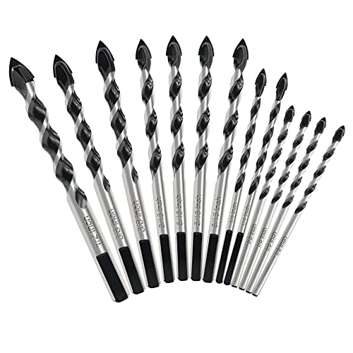 Gmtools 10Pcs Masonry Drill Bits Set, 1/8 To 1/2" Concrete Drill Bit Set, Multi-Material Drill Bits For Brick, Tile, Cement, Ceramic, Glass, Plastic, Industrial Strength Carbide Tip With Storage Box #TOP3