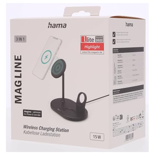 Hama Wireless Charger „MagCharge“ für Apple iPhone, Apple AirPod, Apple Watch (3in1 induktive Ladestation mit Quick Charge 15 W, magnetisches, kabelloses Ladegerät für Apple MagSafe und Hama MagLine)