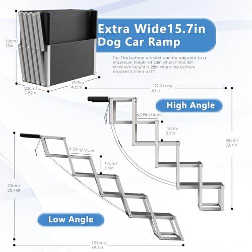 image for Deergym Dog Stairs for Large Dogs - 5 Step Wide 16in High 34in Foldabl