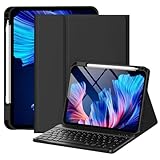 drivego Coque Clavier pour iPad A16 11/10 Ème Generation (11 Pouces 2025/10.9 Pouces 2022), Étui Keyboard à Touches Anti Arrachage avec Porte Crayon, AZERTY Layout pour iPad 10eme/11eme, Noir